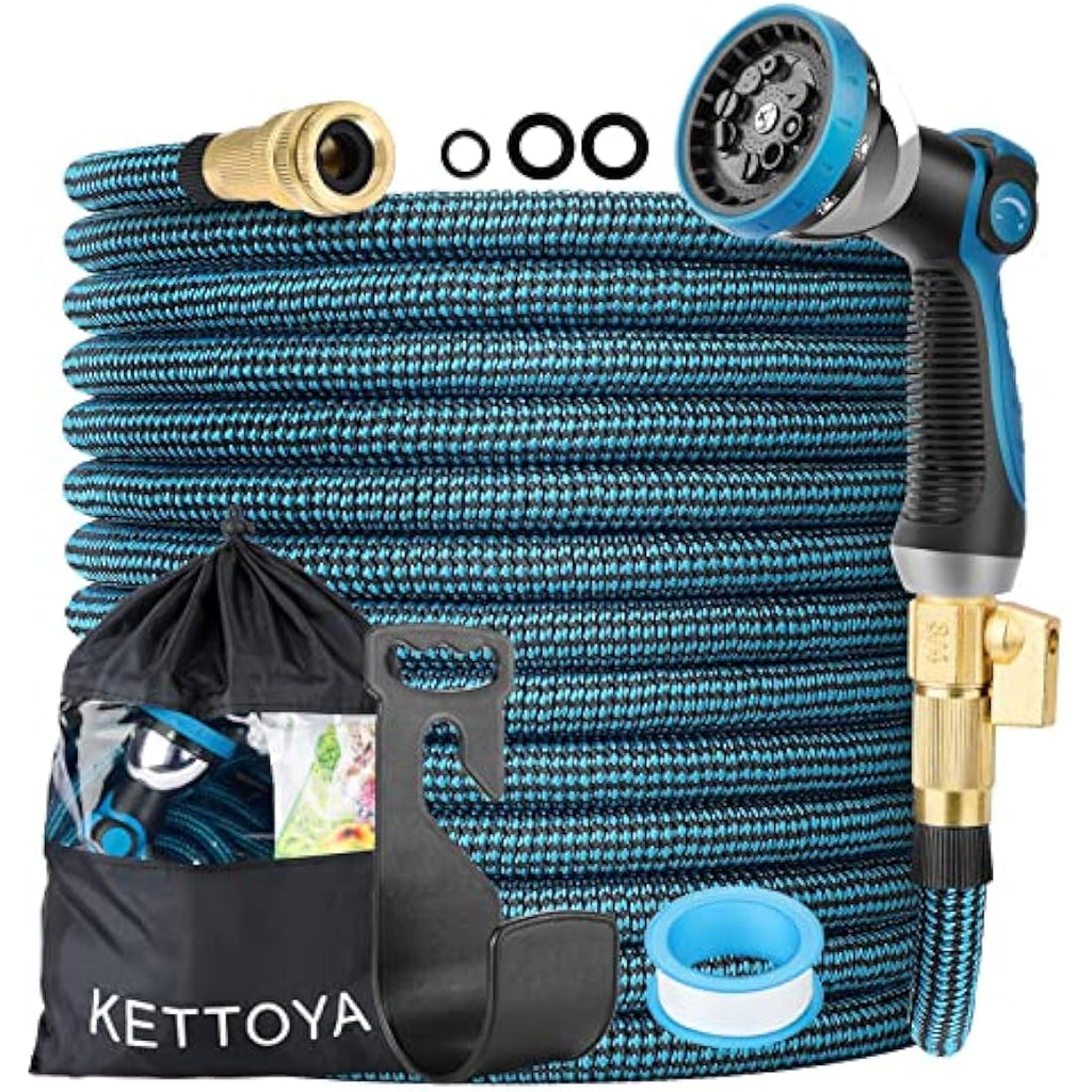 KETTOYA 50FT Expandable Garden Hose | 10-Pattern Nozzle & 3750D Fabric