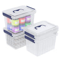 Ortodayes 4 Pack Clear Latch Box with Handle, 6 L Clear Lidded Storage Box Set - image 1