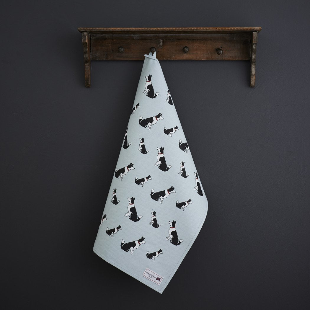Sweet William Border Collie Tea Towel – Organic Cotton Kitchen Decor