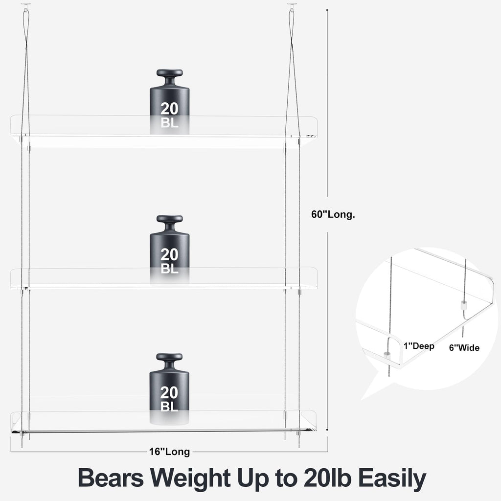 Jolof Store 3-Tier Hanging Clear Acrylic Window Plant Shelves