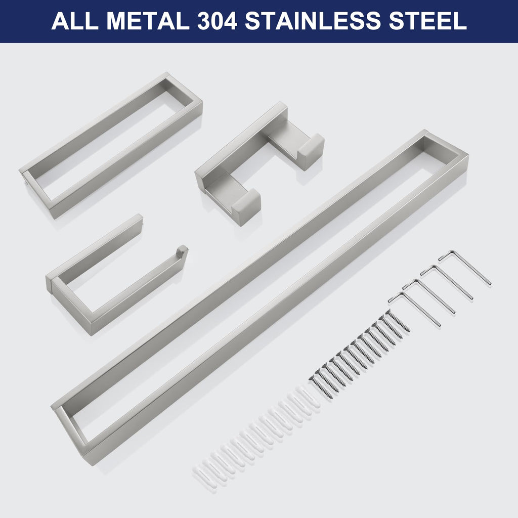 TURS Brushed Finish 4-Pieces Towel Bar Holder Sets,Concealed Screws - image 5