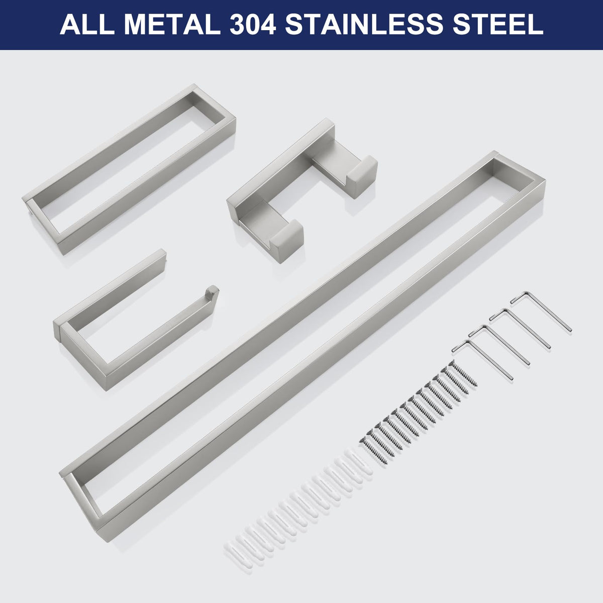 TURS Brushed Finish 4-Pieces Towel Bar Holder Sets,Concealed Screws - image 5