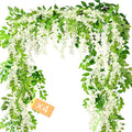 MOTONG 4Pcs White Artificial Wisteria Vines | 8ft Silk Flower Garlands