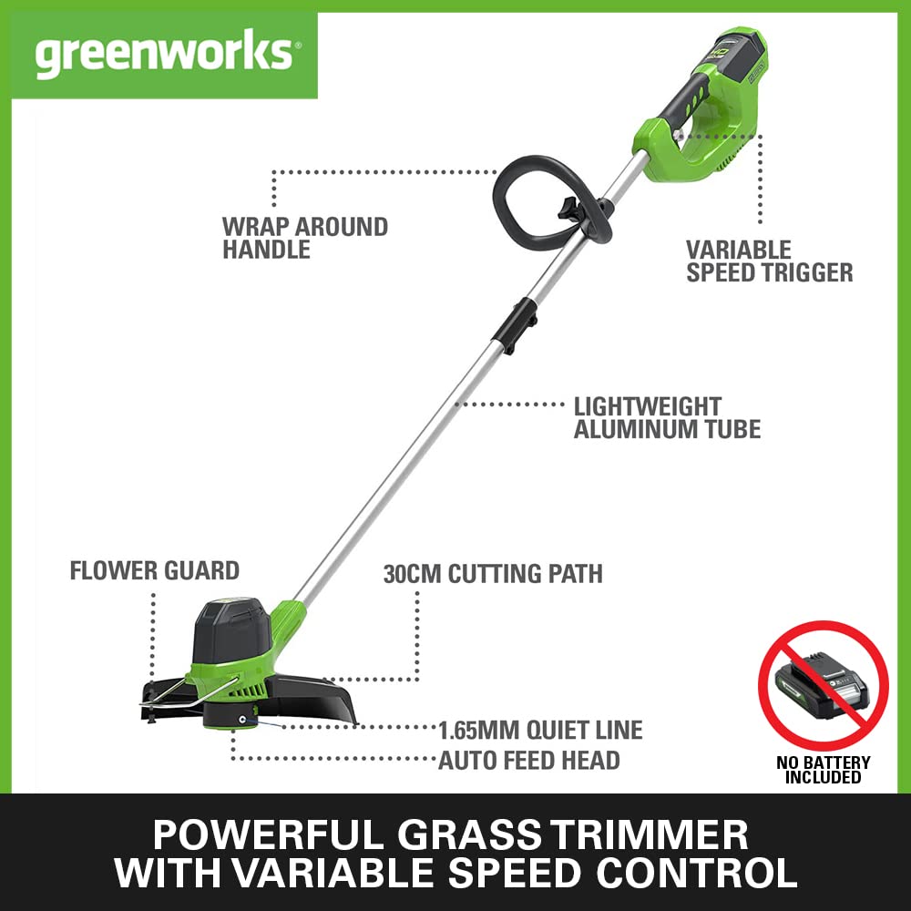 Greenworks 40V Cordless Grass Trimmer – 30cm Strimmer (Tool Only)