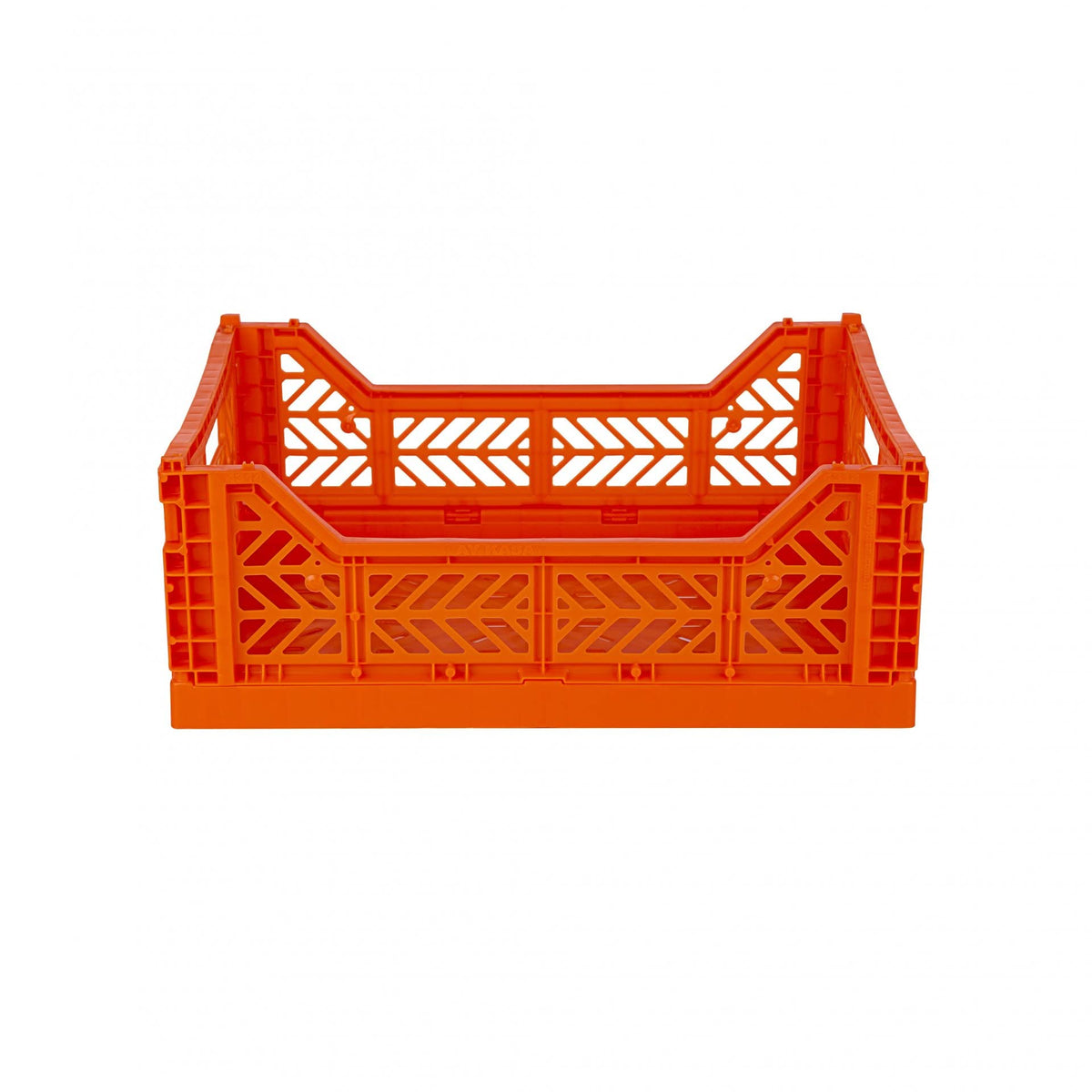 AYKASA Folding Crate, Sturdy Folding Box, Plastic, Stackable, Orange, Midi 40 x 30 x 14 cm