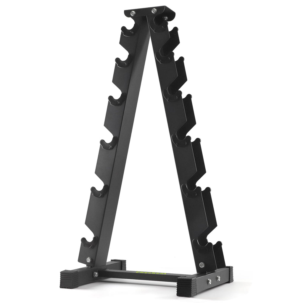 PhysKcal 6-Tier Dumbbell Rack - Heavy Duty Steel A-Frame Weight Stand