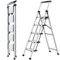 XinSunho 5 Step Aluminum Folding Ladder with Tool Tray | 330lbs