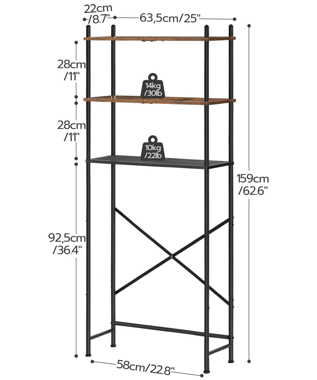 HOOBRO Over Toilet Storage Unit Bathroom Shelf, 3-Tier Bathroom Storage Unit, Freestanding Above Toilet Storage Rack with Adjustable Feet - image 5