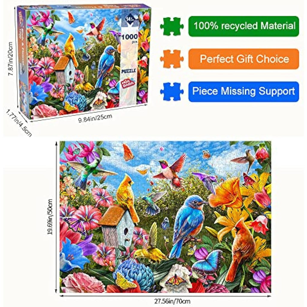 Jolof Store Birds and Flowers 1000 Piece Nature Jigsaw Puzzle for Adults