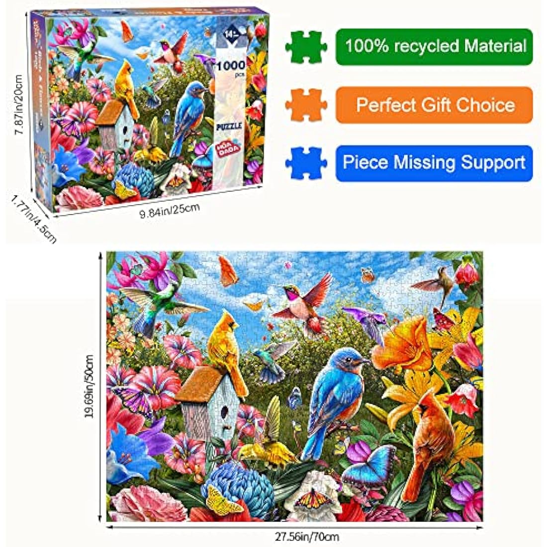 Jolof Store Birds and Flowers 1000 Piece Nature Jigsaw Puzzle for Adults