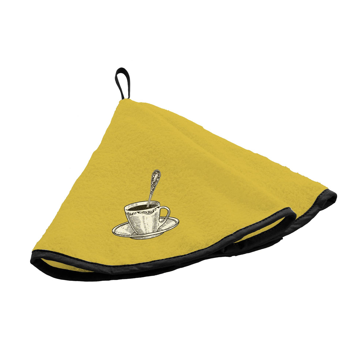 Douceur d'Intérieur, Round Hand Towel Diameter 60 cm Yellow Cup Embroidered Sponge - image 1