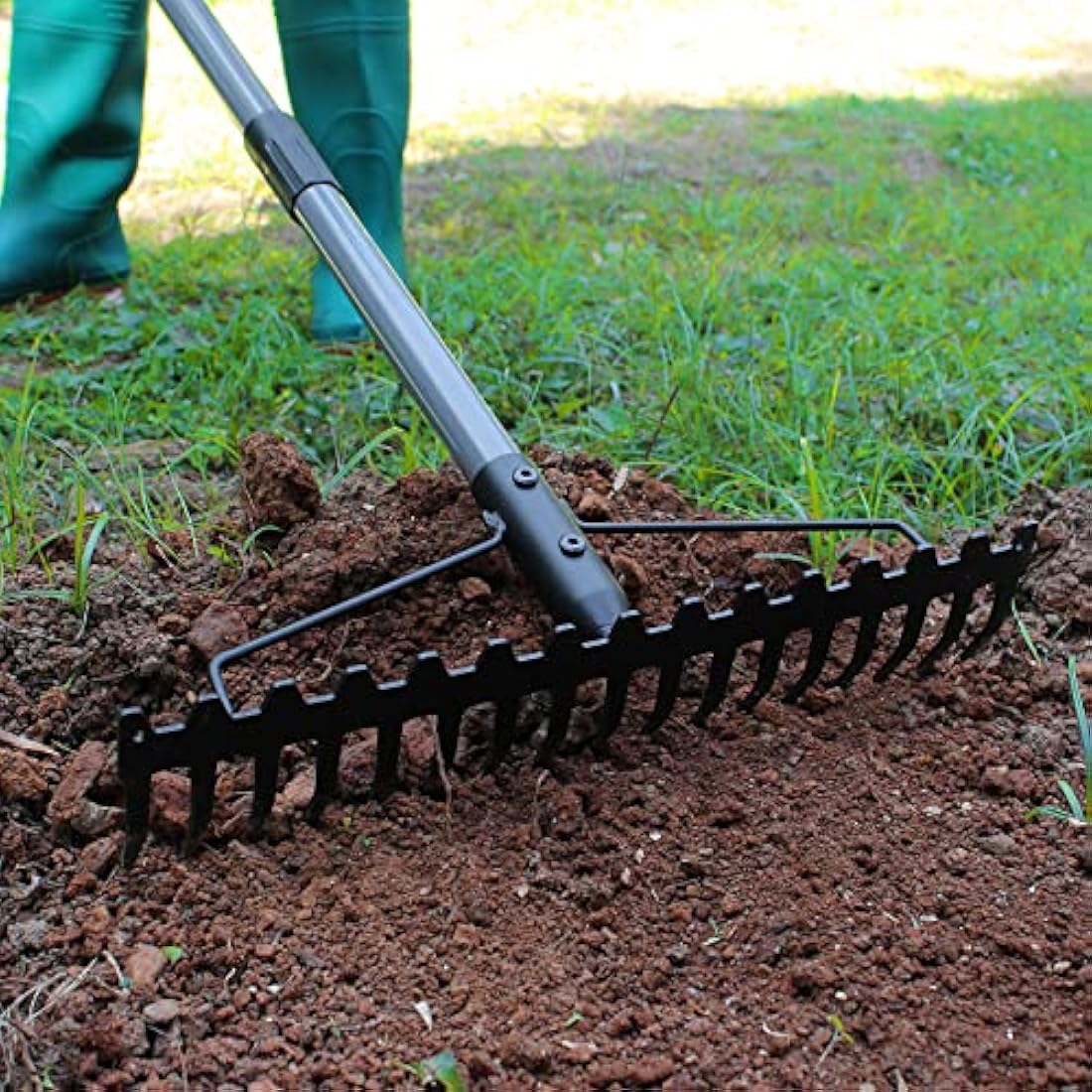 Walensee 17-Tine Garden Rake | 5.4FT Heavy Duty Stainless Steel Bow Rake