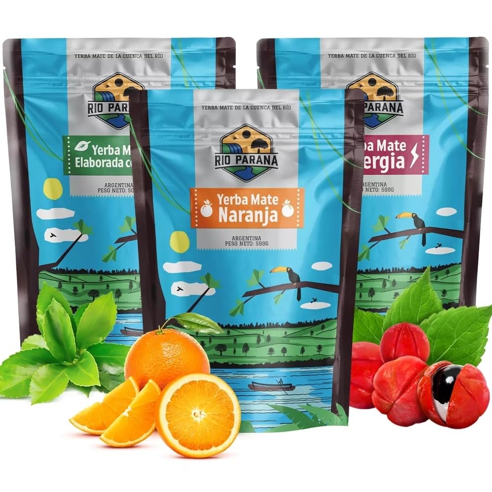 Rio Parana Yerba Mate Tea Set - 3x500g Argentine Selection Variety Pack