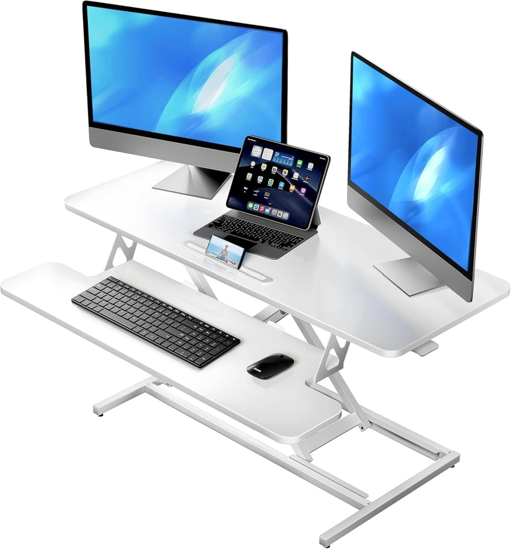 ERGOMAKER Standing Desk Converter, 42"/106cm, White - image 1