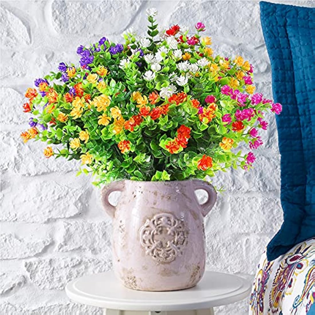 12 Bundles Artificial Flowers – UV Resistant Faux Plants