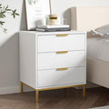 Skokliz White Bedside Table - 3 Drawer Wood Nightstand for Small Spaces