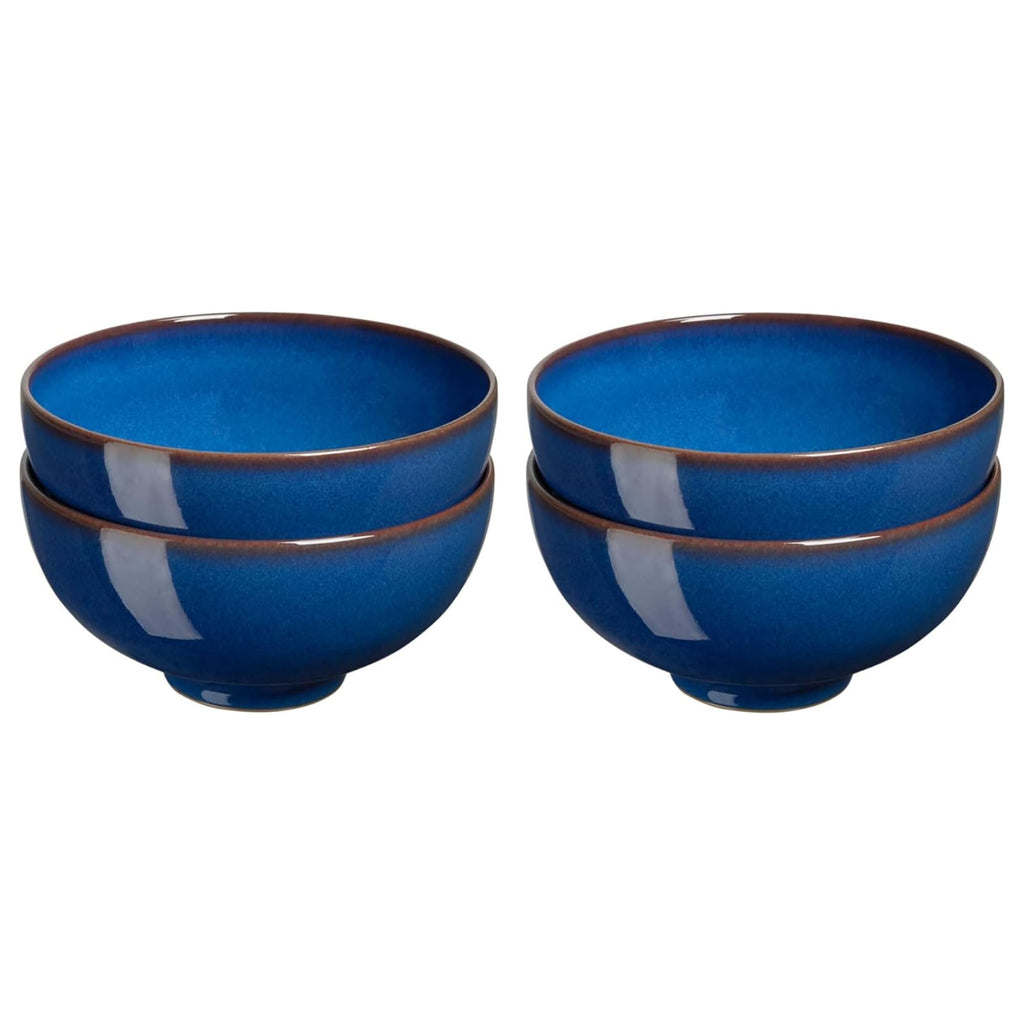 Denby Imperial Blue Rice Bowls – Set of 4 Handcrafted Ceramic Stoneware