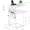 Vagusicc C-Shaped Side Table with Charging Station, Height Adjustable Sofa Side Table, Bedside Table, End Table for Small Spaces - image 1