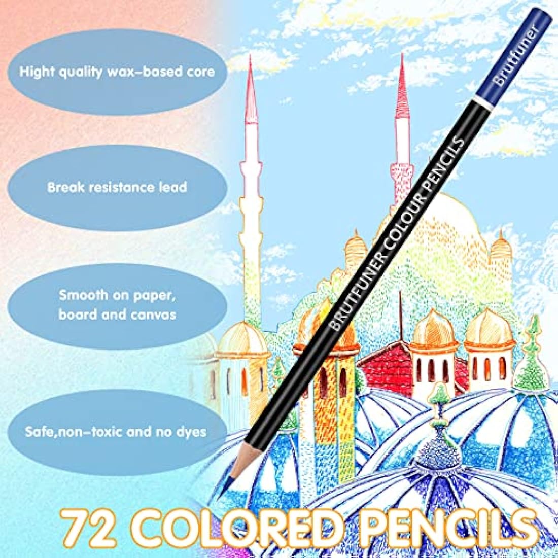 Melifluo 72 Professional Colored Pencils Set with Portable Zipper Case