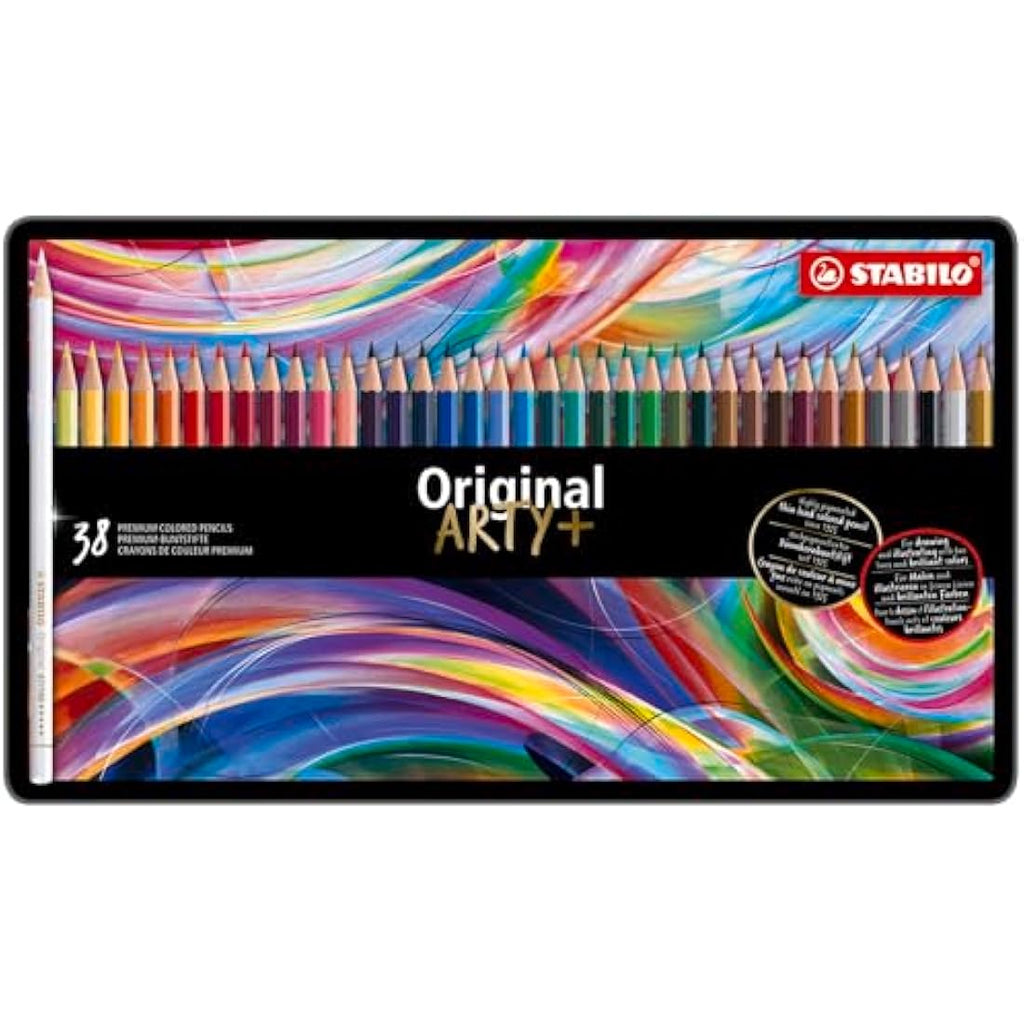 STABILO Original Thin Lead Colouring Pencils - ARTY+ Tin of 38 Colours