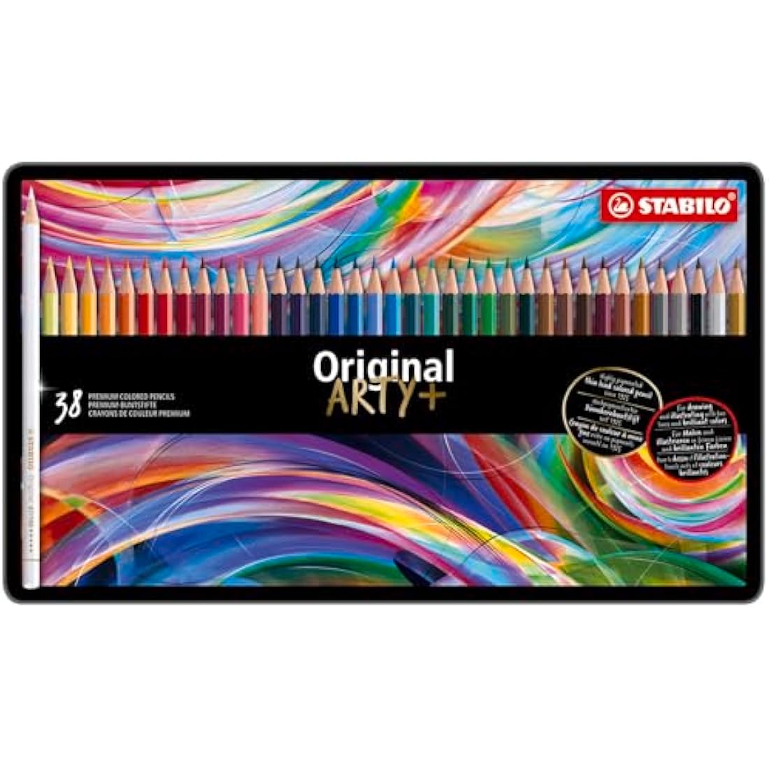 STABILO Original Thin Lead Colouring Pencils - ARTY+ Tin of 38 Colours