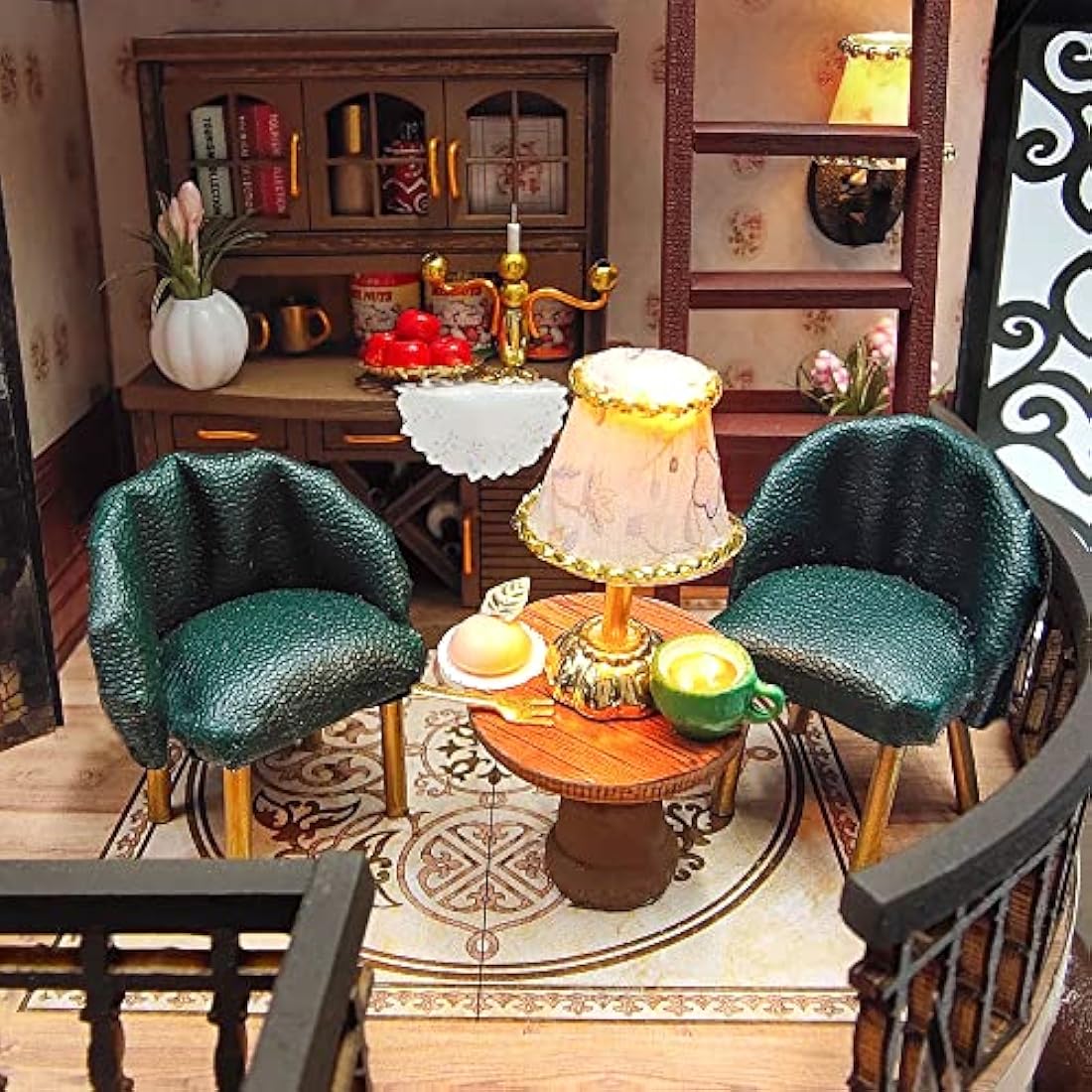 Cuteefun DIY Miniature Dollhouse Kit - Vintage Loft Model with LED Light