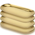 YUENPUN 4-Piece Gold Stainless Steel Oval Trays | 30cm Jewelry Vanity Tray