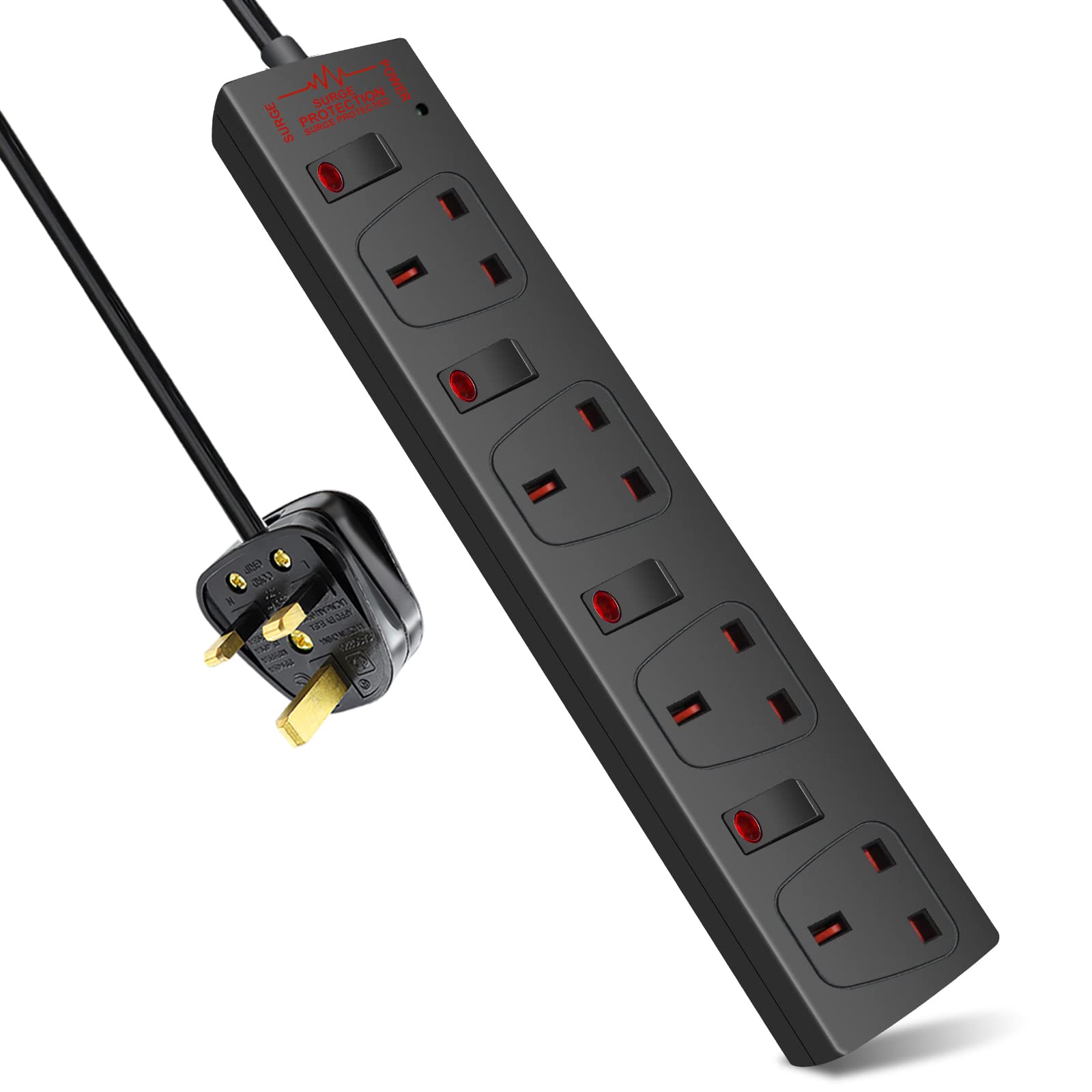 ExtraStar 4 Way Surge Protected Extension Lead with Individual Switches, 3M