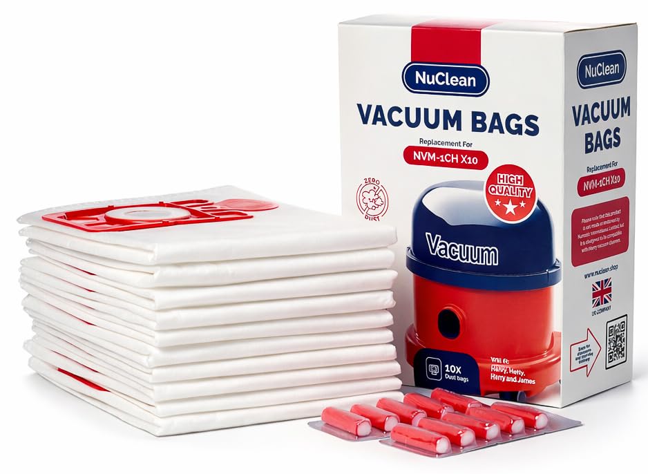 NuClean Replacement Vacuum Bags for Henry & Hetty - 10 Bags & 10 Fresheners