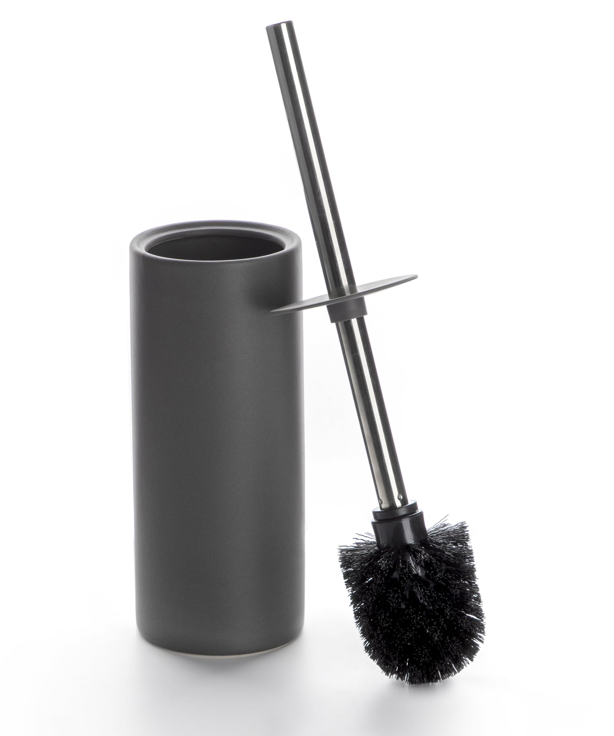 Viosuniu Ceramic Toilet Brush and Holder Set – Matte Gray Bathroom Scrubber