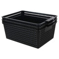 Yarebest Large Plastic Storage Basket Box, Cupboard Storage Baskets, 3-Pack Black - image 1