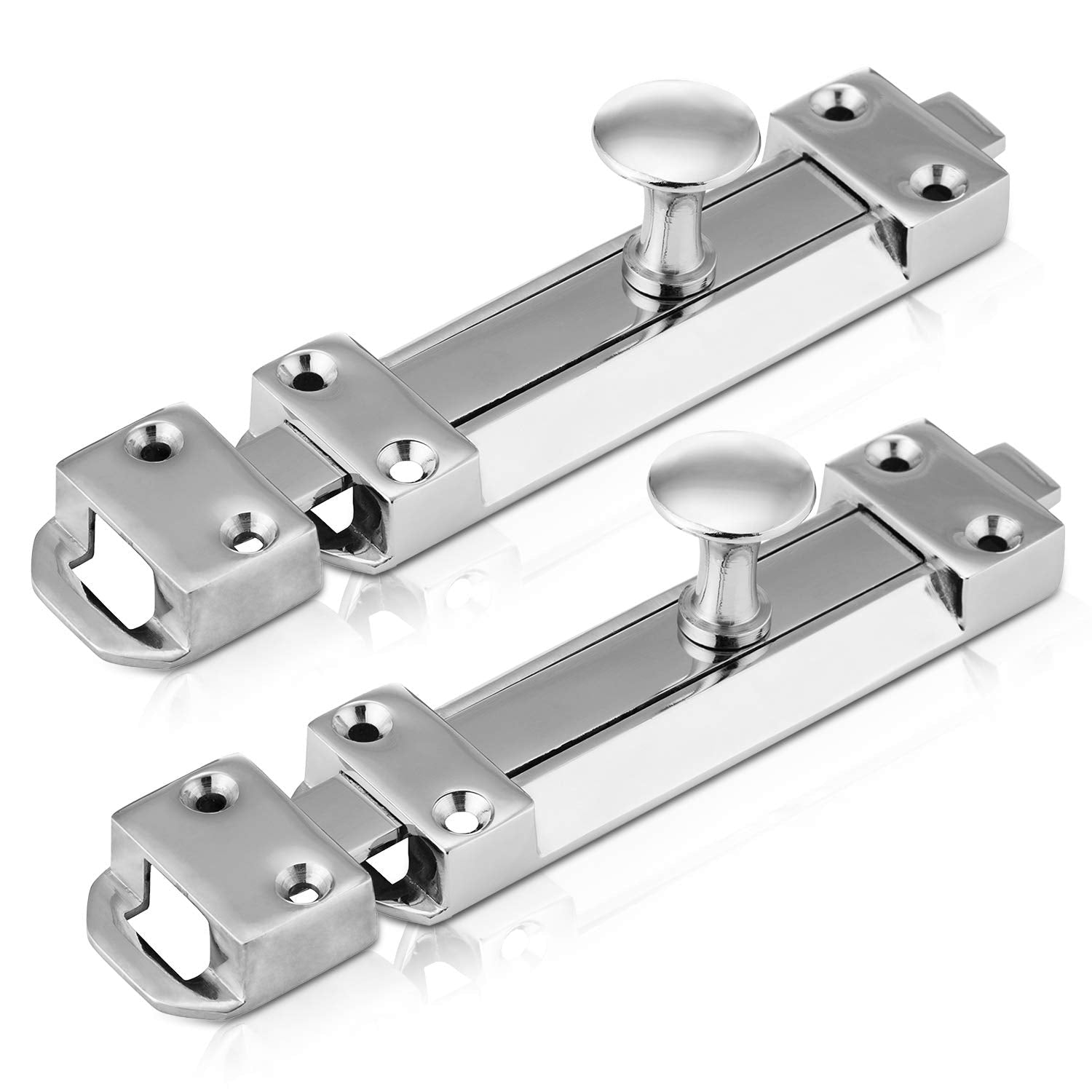 XFORT 2 Pack Polished Chrome Sliding Door Bolt – Steel Surface Mount Lock