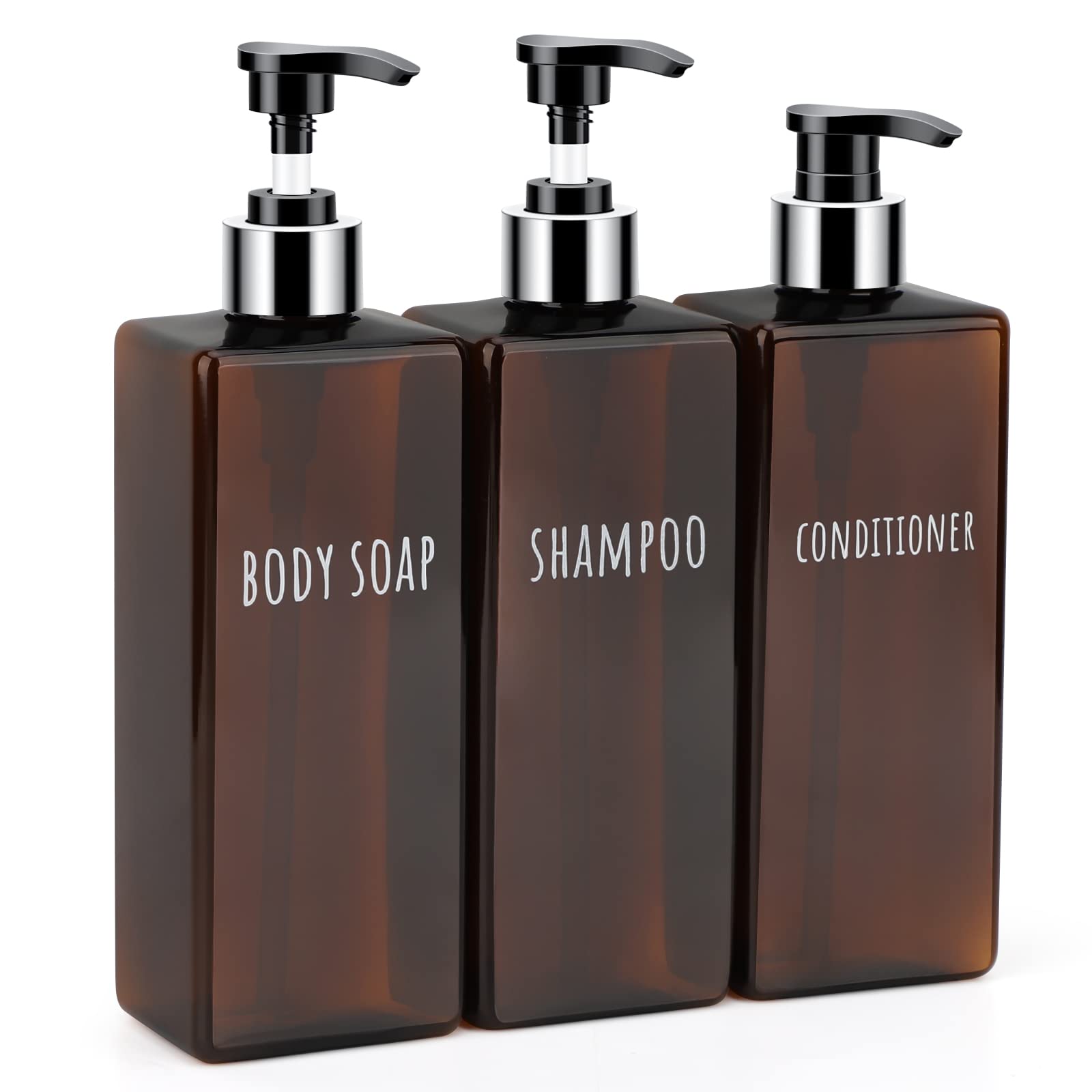 Segbeauty 3-Pack Refillable Shampoo & Conditioner Dispenser Set, 16.9oz