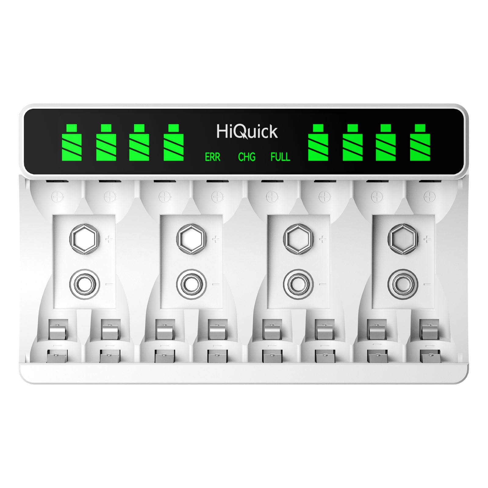 HiQuick 8-Slot AA AAA Battery Charger with LCD Display & USB-C Input