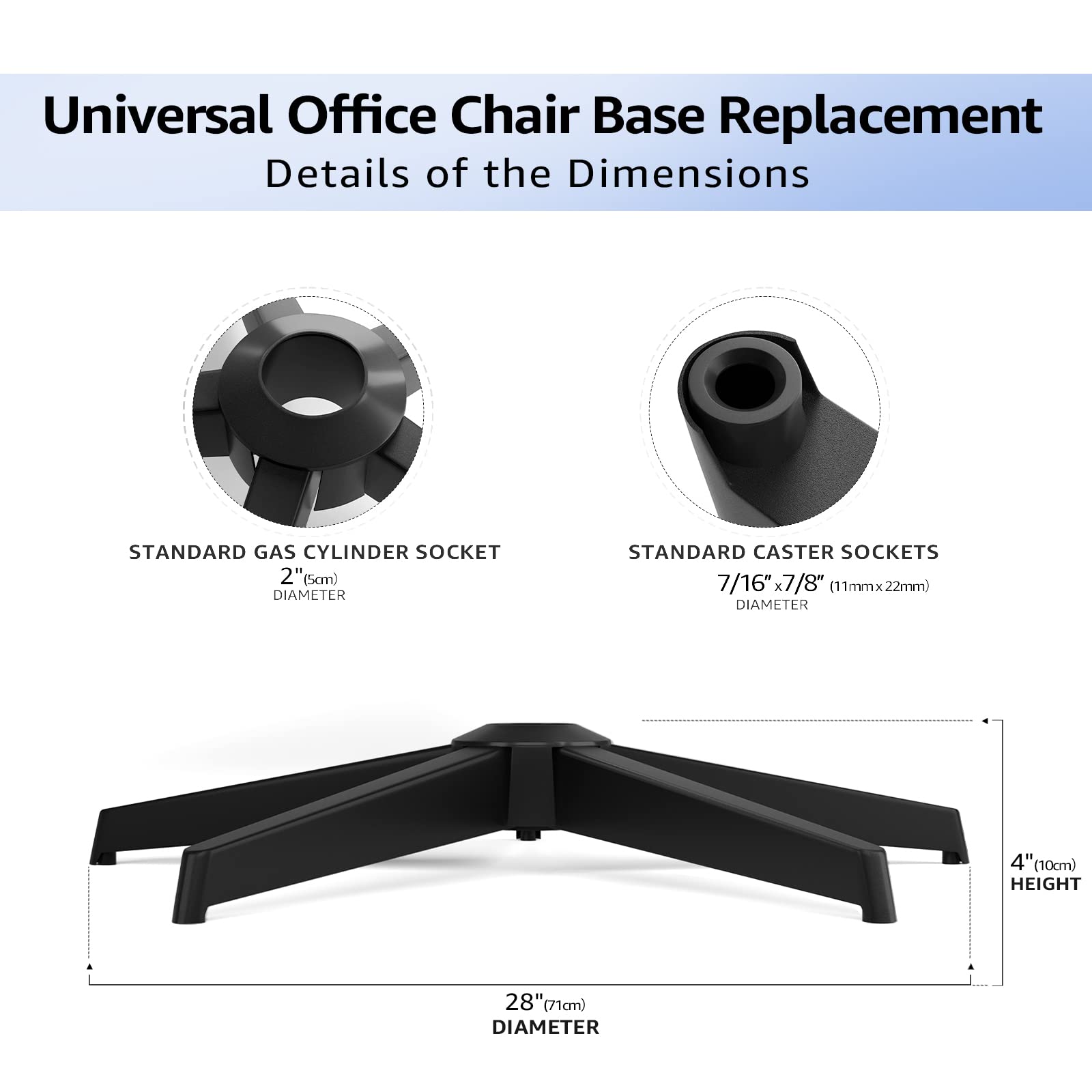 Mastery Mart 28" Heavy Duty Office Chair Base Replacement | 2500 lbs