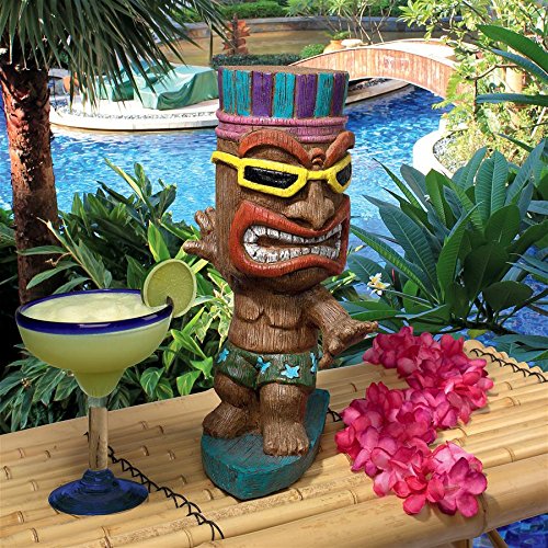 Design Toscano Kahuna Tiki Surfer Dude Statue – Hand-Painted Resin
