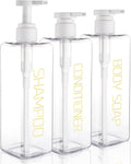 Hokretme 3-Pack 550ml Refillable Shampoo and Conditioner Dispenser Bottles