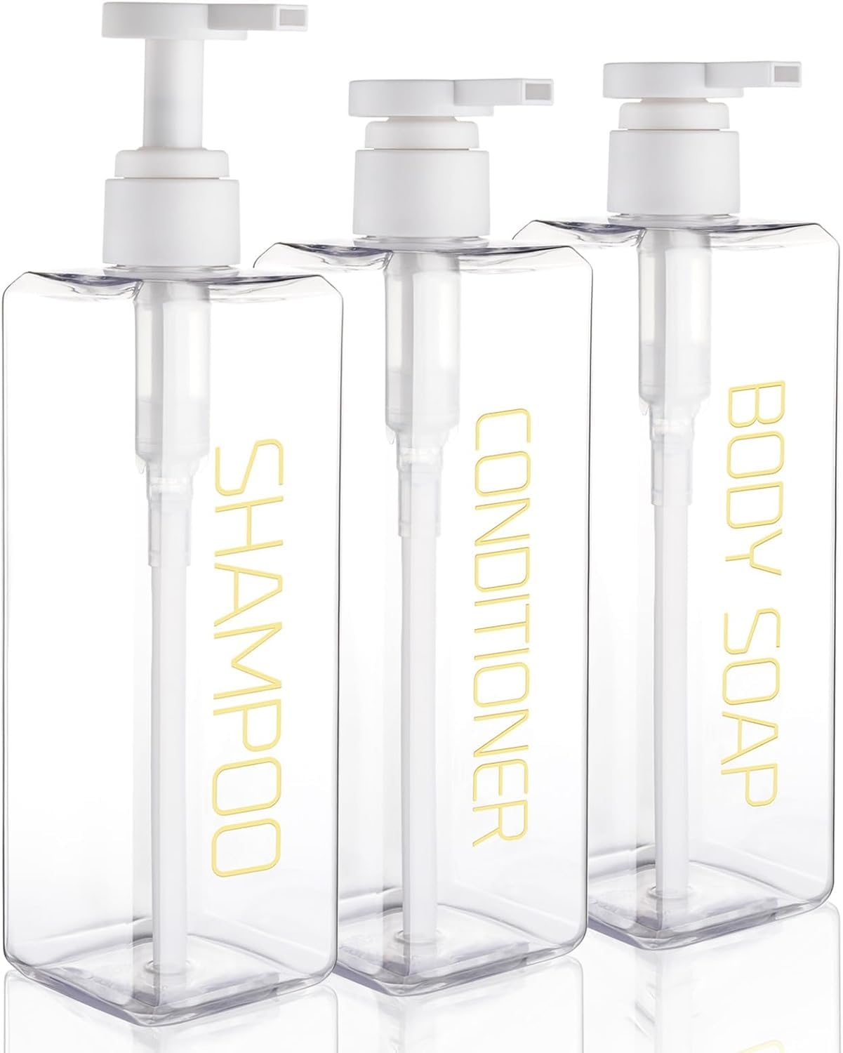 Hokretme 3-Pack 550ml Refillable Shampoo and Conditioner Dispenser Bottles