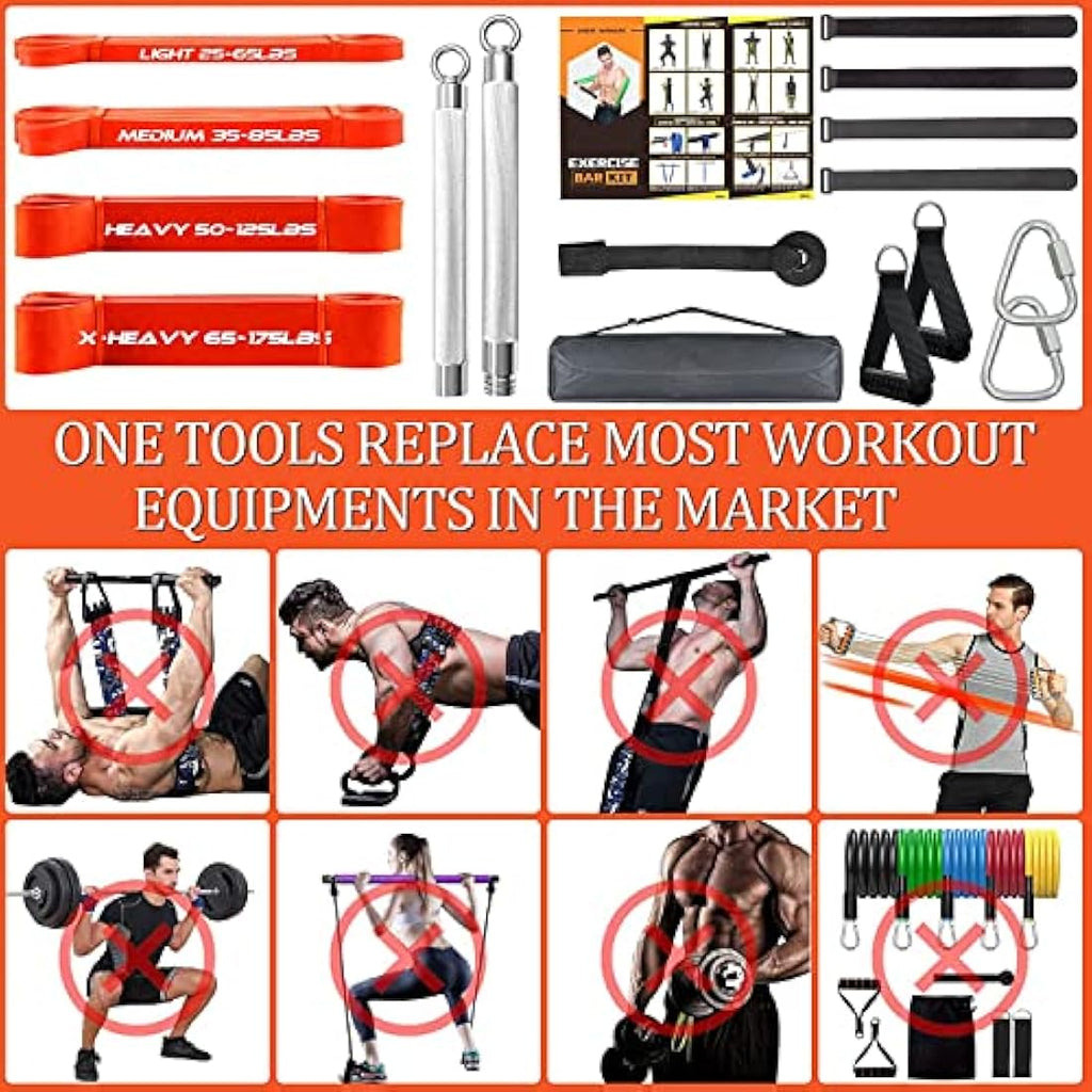 Jolof Store Resistance Bands Set with 75cm Detachable Exercise Bar