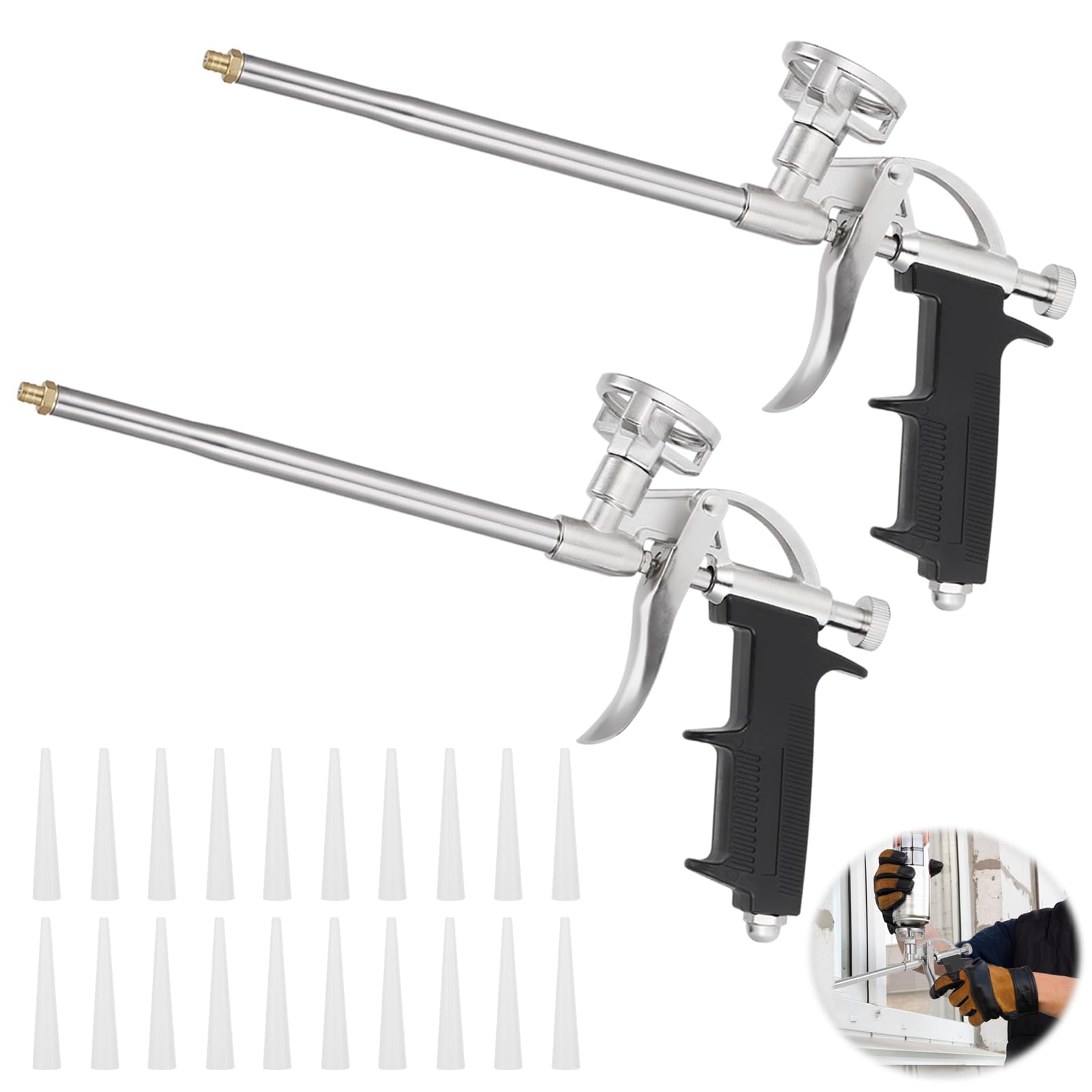 Yimomoyi Professional Expanding Foam Gun with 20 Nozzles – Heavy Duty