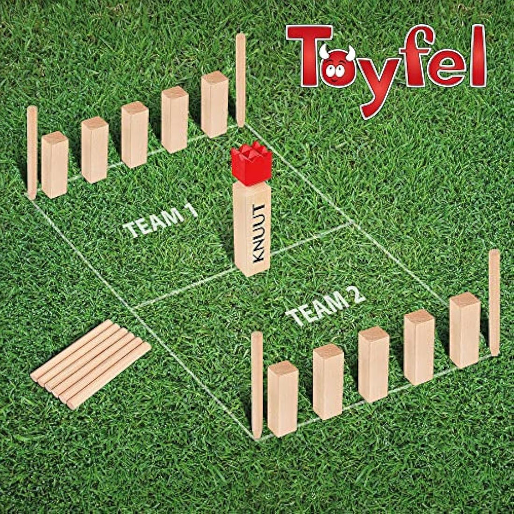 Toyfel Knuut XXL Kubb Game - FSC Pine Wood Outdoor Set with Carrying Bag