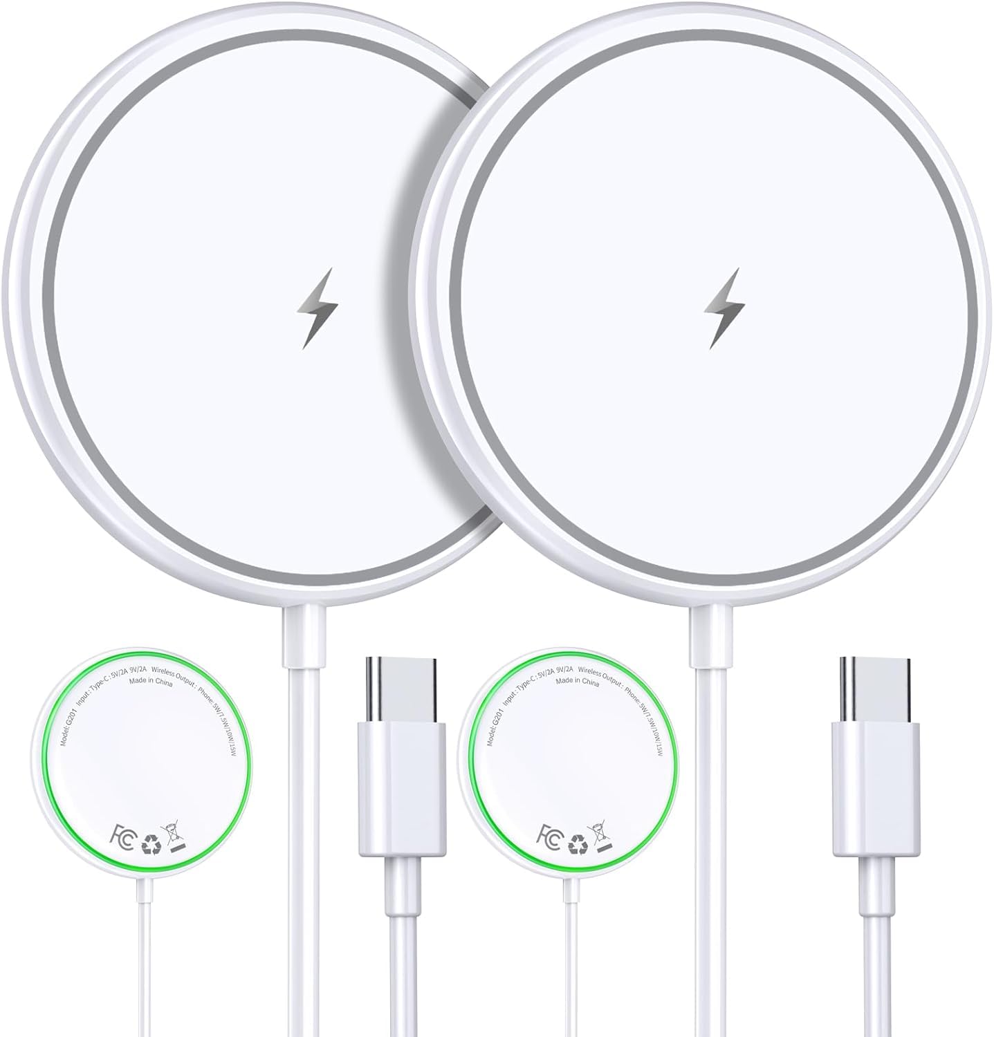 15W Magnetic Wireless Charger for iPhone 17/16/15 – 2 Pack