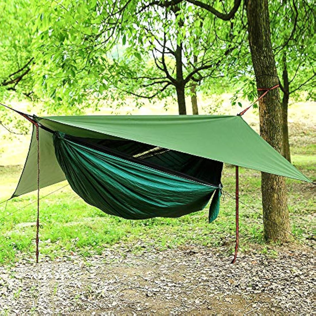 YCD Portable Camping Hammock Set with Mosquito Net and Rain Fly