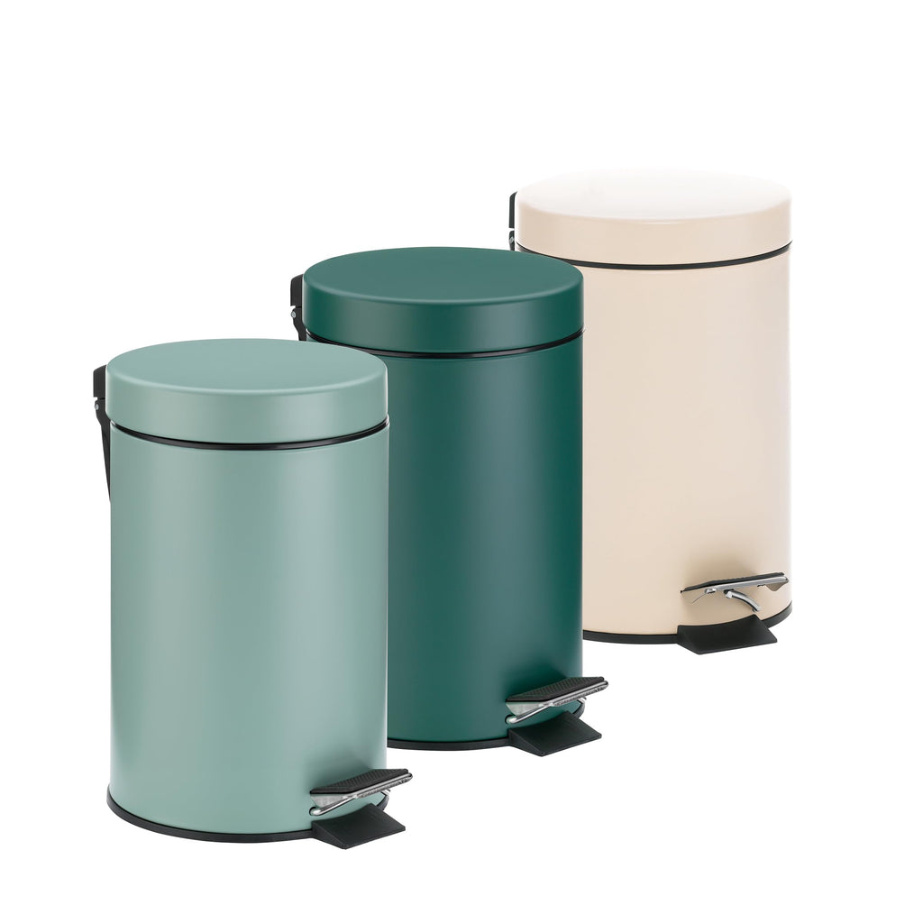 Kela cosmetic bin green 3l, metal pedal bin bathroom, bathroom waste bin with inner bin and carrying handle, MONACO, alpine green matt - image 2