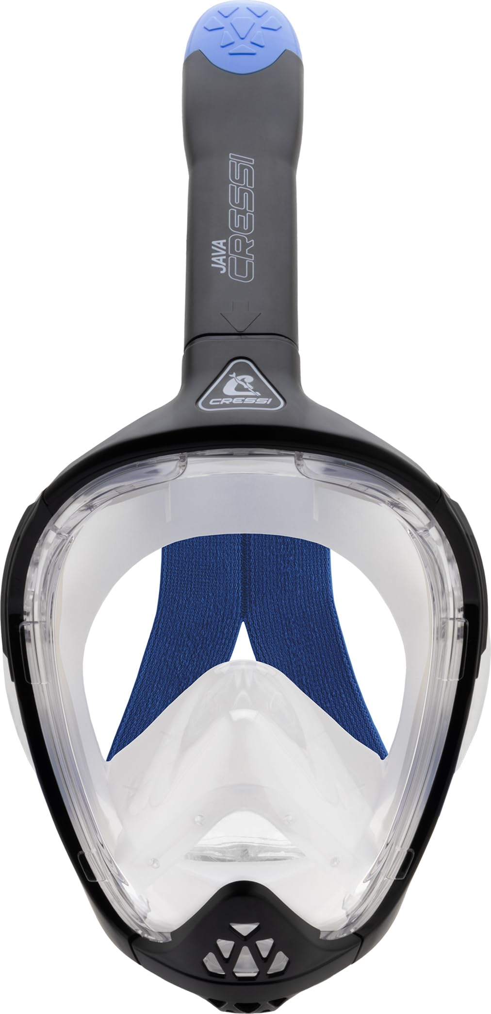 Cressi Java Full Face Snorkel Mask | Anti-Fog Silicone - Black/Blue L/XL