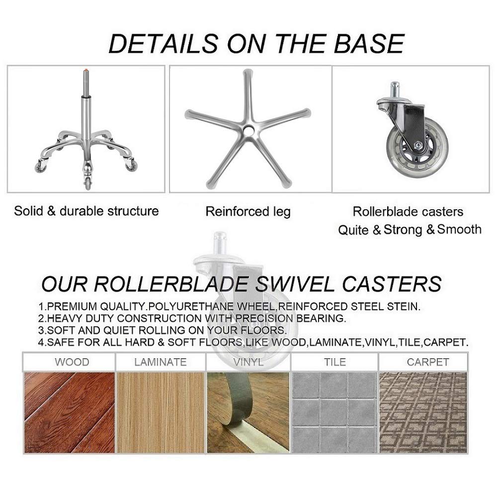 Kaleurrier Rolling Swivel Stool – Heavy Duty Adjustable Hydraulic Chair