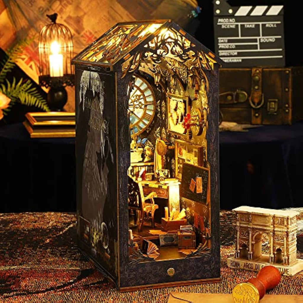 Jolof Store DIY Book Nook Kit – Scholar's Dream 3D Wooden Puzzle with LED