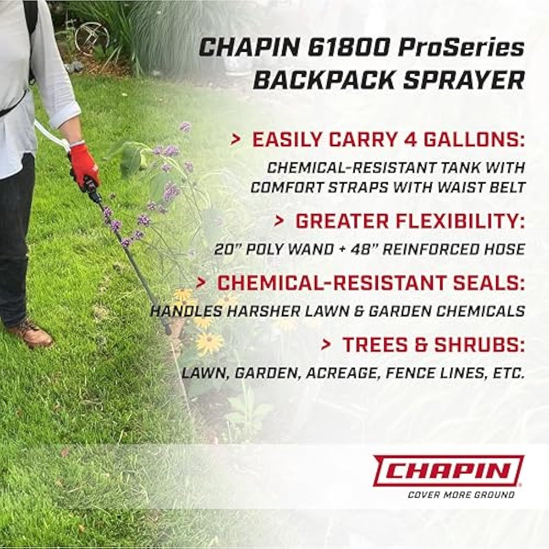 Chapin 61800 4-Gallon Professional Backpack Sprayer with Brass Nozzle