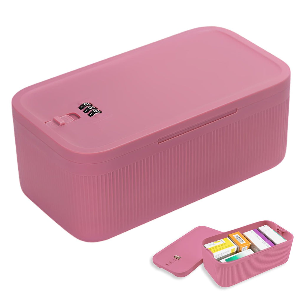 QINGLANG Lockable Box with Combination Code Portable Medication Small Lock Box Secure Medicine Safe, Phone Jail - image 1