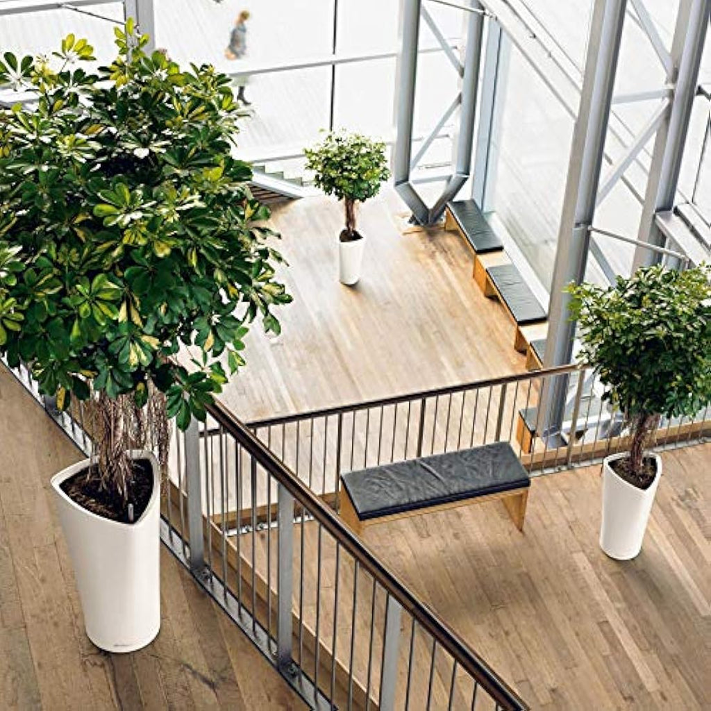 Lechuza Delta 40 Self-Watering Tall Planter – White High-Gloss Plastic